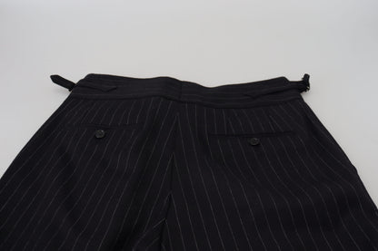 Black Wool Striped Chino Pants