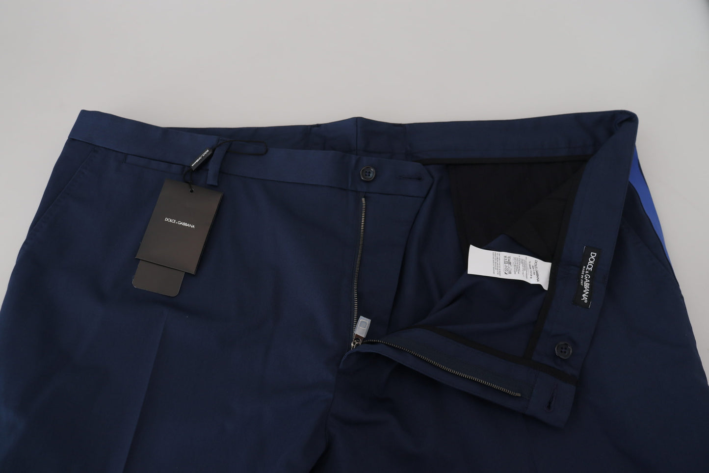 Blue Cotton Men Cropped Pants