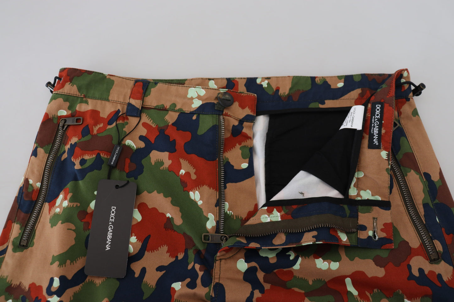 Multicolor Cotton Camouflaged Cargo Shorts
