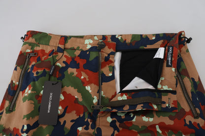 Multicolor Cotton Camouflaged Cargo Shorts