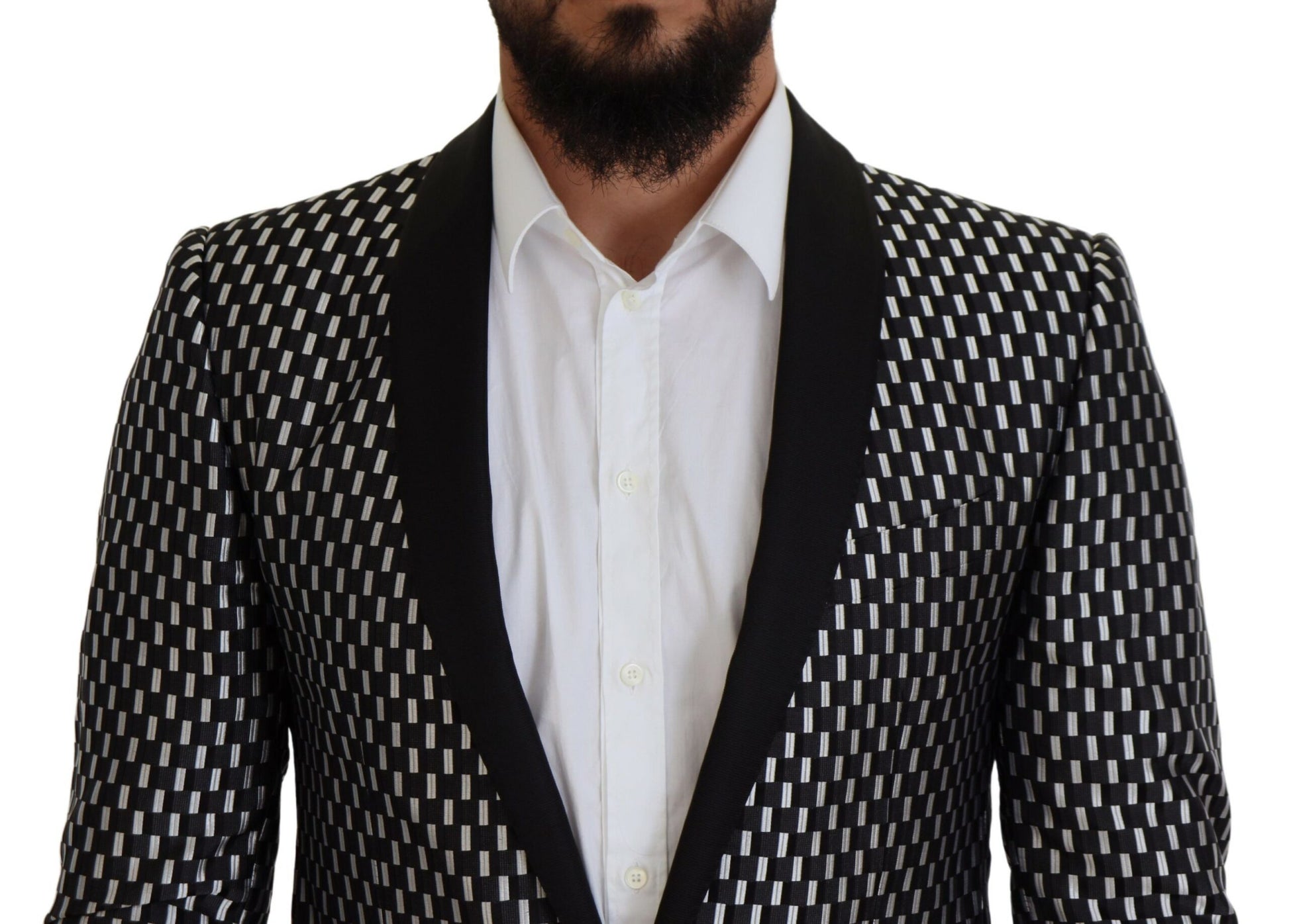 Black White Silk MARTINI Slim Fit Suit