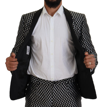 Black White Silk MARTINI Slim Fit Suit
