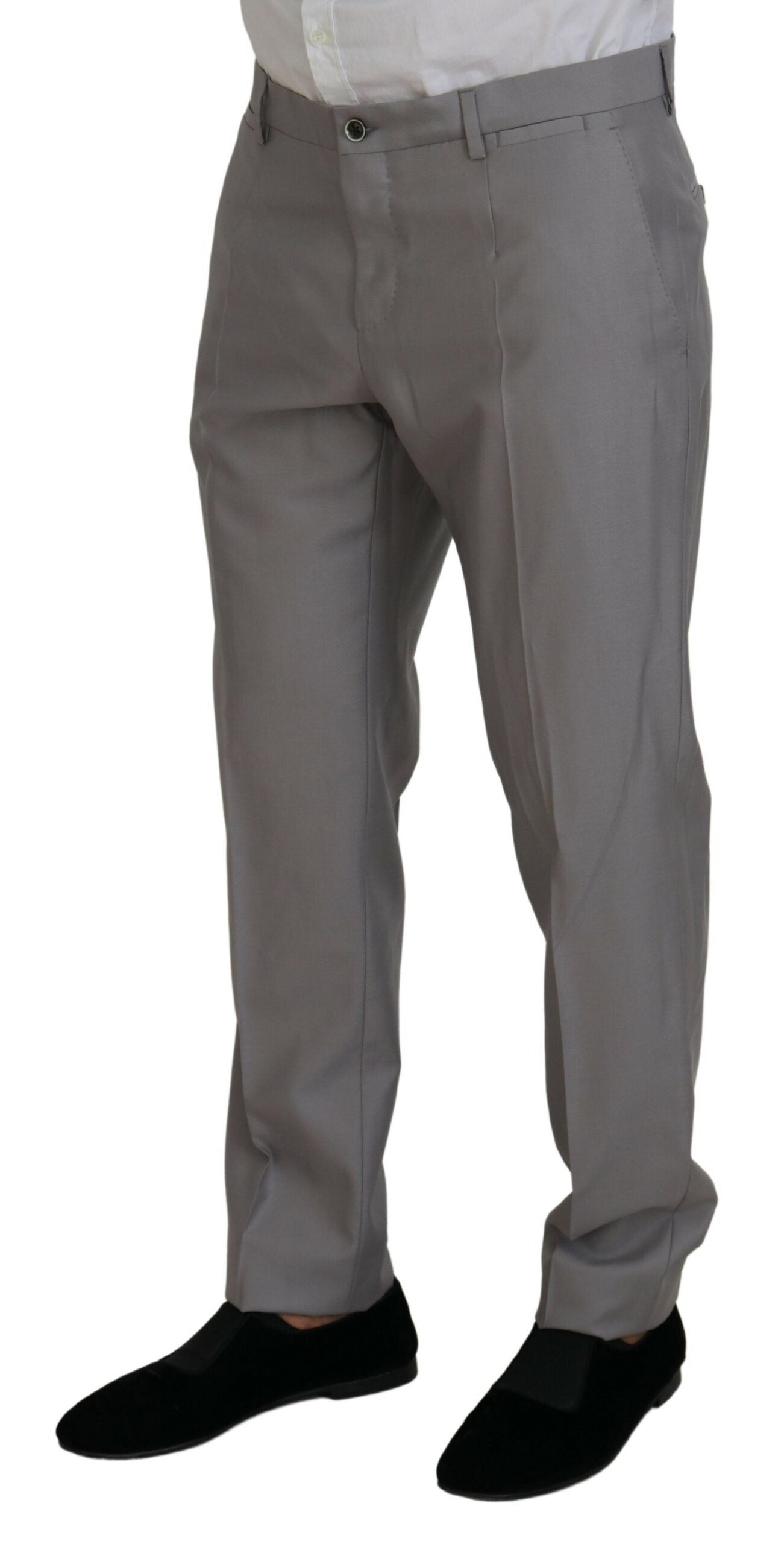 Silver Wool Silk 3 Piece Slim Fit Suit