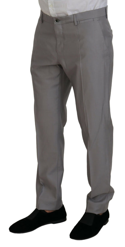 Silver Wool Silk 3 Piece Slim Fit Suit