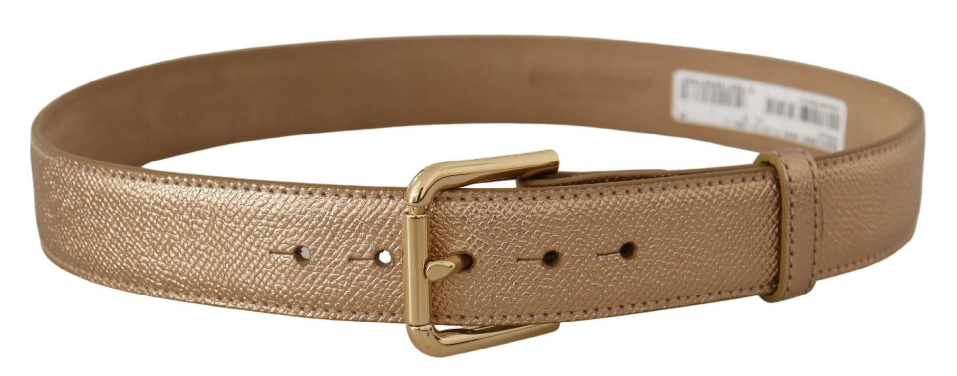 Rose Gold Leather Metallic Tone Metal Buckle Belt