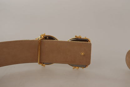 Gold Wide Waist Jacquard Baroque DG Logo Buckle Belt