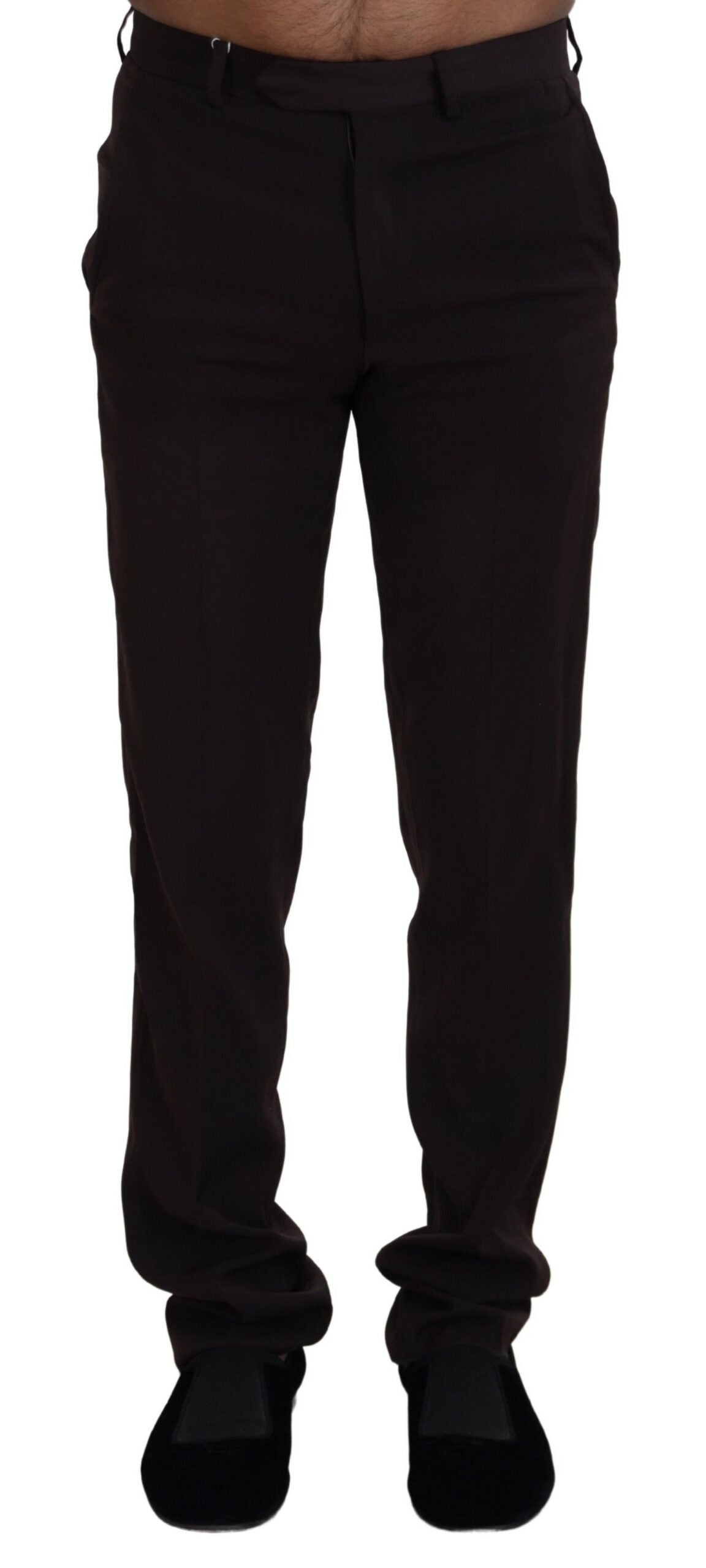 Brown Straight Fit Formal Men Pants