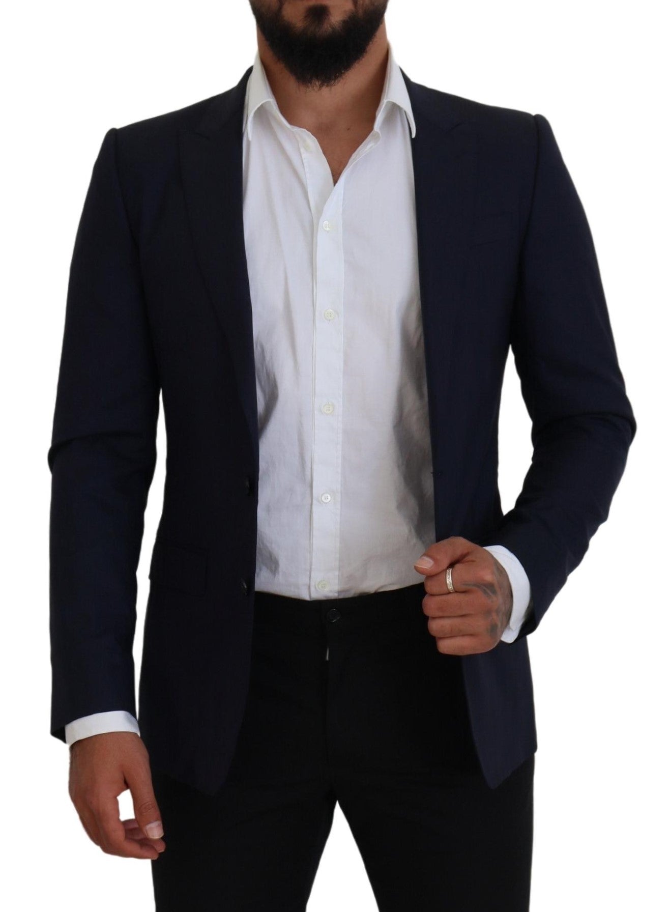 Blue Wool Slim Fit Formal Coat Blazer