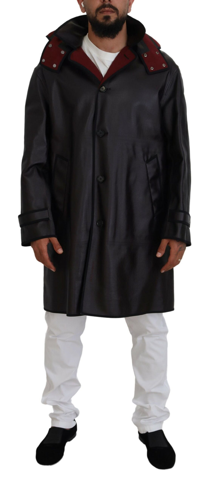 Black Trench Hooded Parka Cotton Jacket