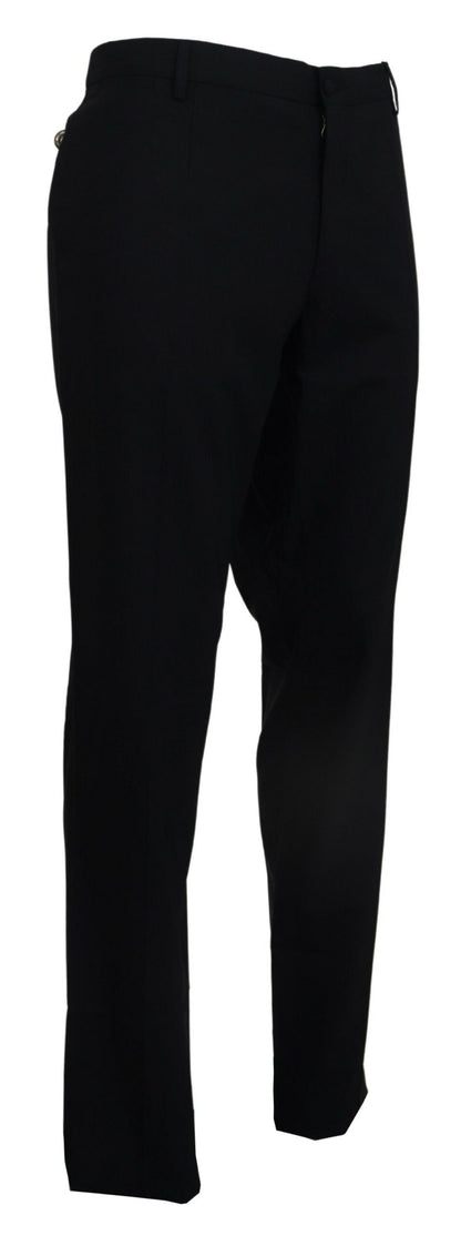 Black Wool Stretch Dress Formal Slim Fit Pant