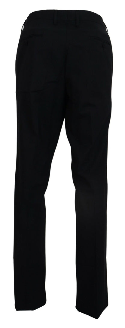 Black Wool Stretch Dress Formal Slim Fit Pant