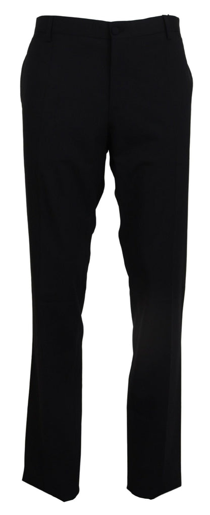 Black Wool Stretch Dress Formal Slim Fit Pant