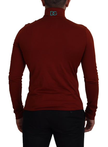 Maroon Cotton Turtle Neck Zip Sweater