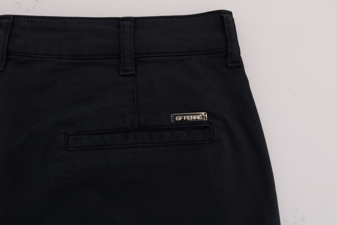 Blue Cotton Stretch Chinos Pants