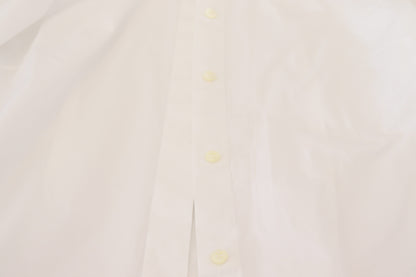 White Cotton Collared Long Sleeves Formal Top