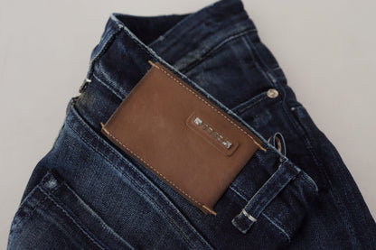 Blue Cotton Low Waist Slim Fit Women Casual Denim Jeans