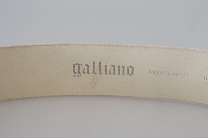 Pink Leather Letter Logo Round Buckle Waist Belt