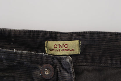 Gray Cotton Corduroy Men Casual Jeans