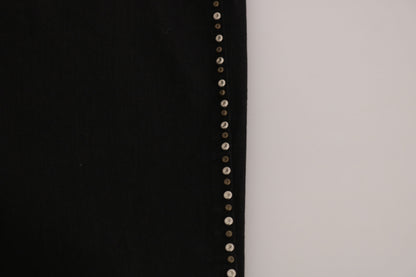 Black Embellished Mid Waist Skinny Denim Jeans