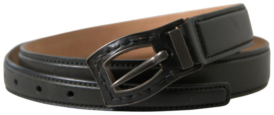 Black Leather Metal Buckle Cintura Belt