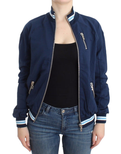 Blue zip cotton cardigan