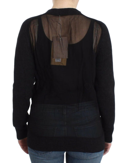 Black wool cardigan