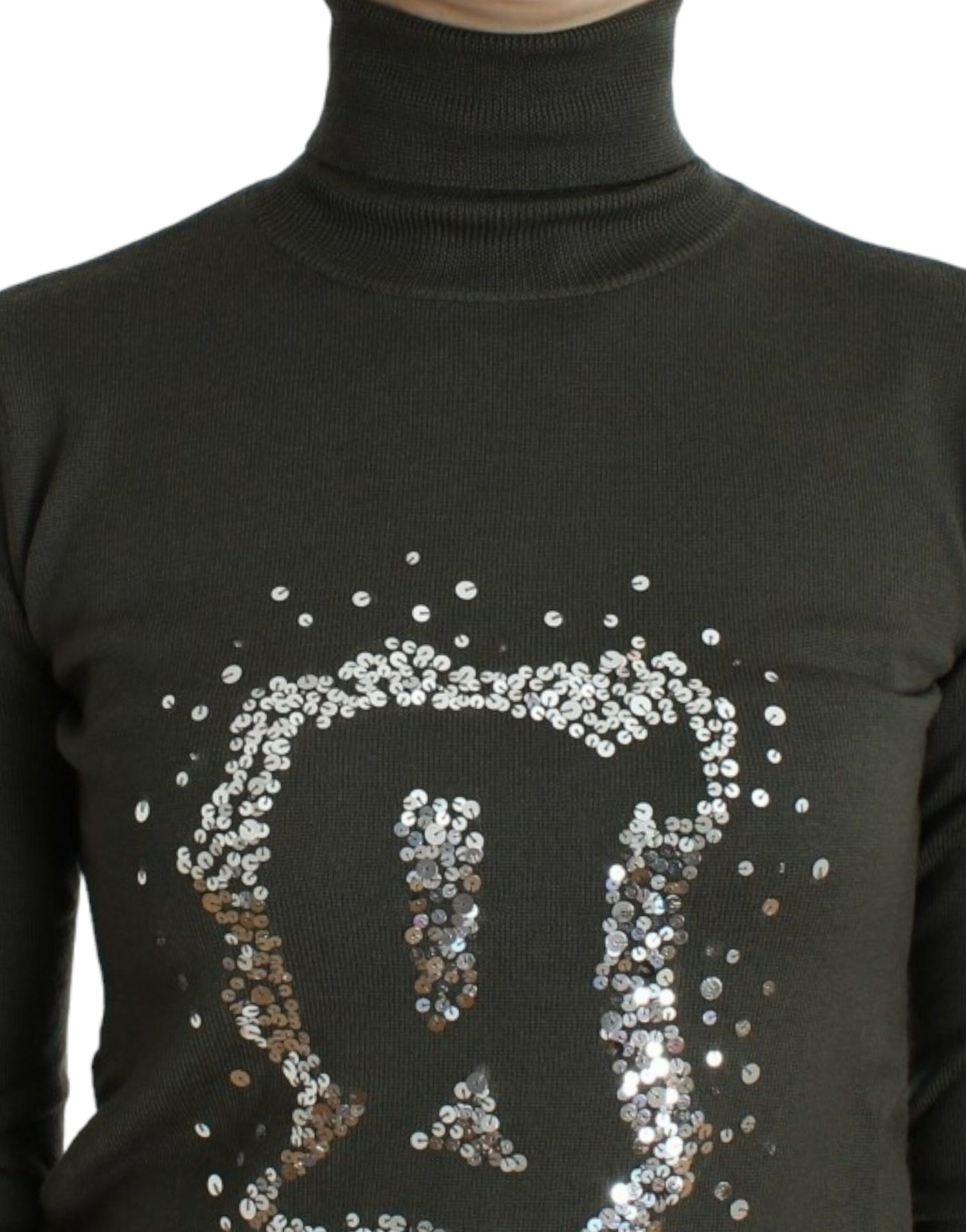 Green wool turtleneck sweater