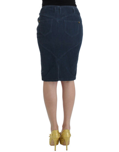 Blue corduroy pencil skirt
