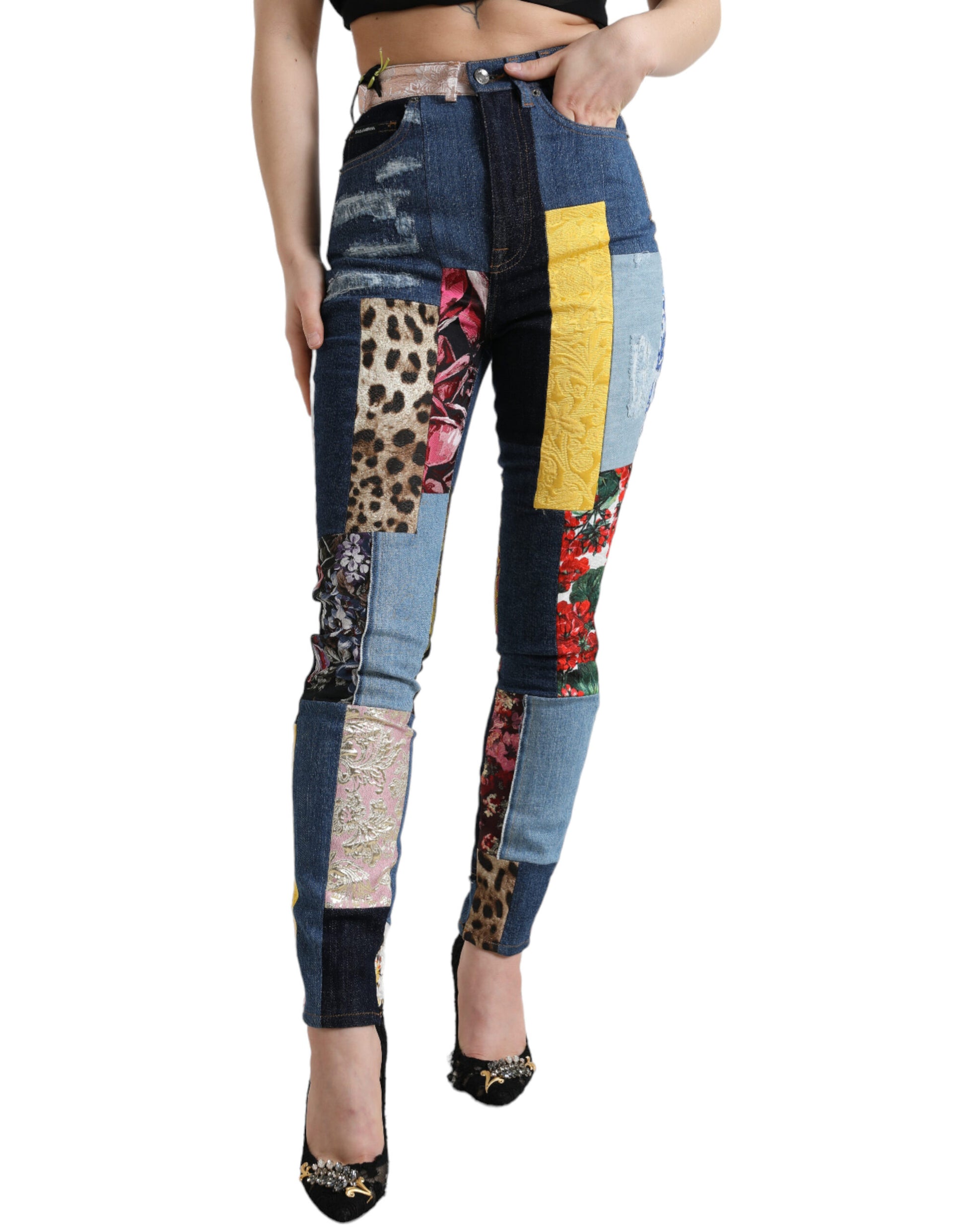 Multicolor Patchwork GRACE Skinny Denim Jeans