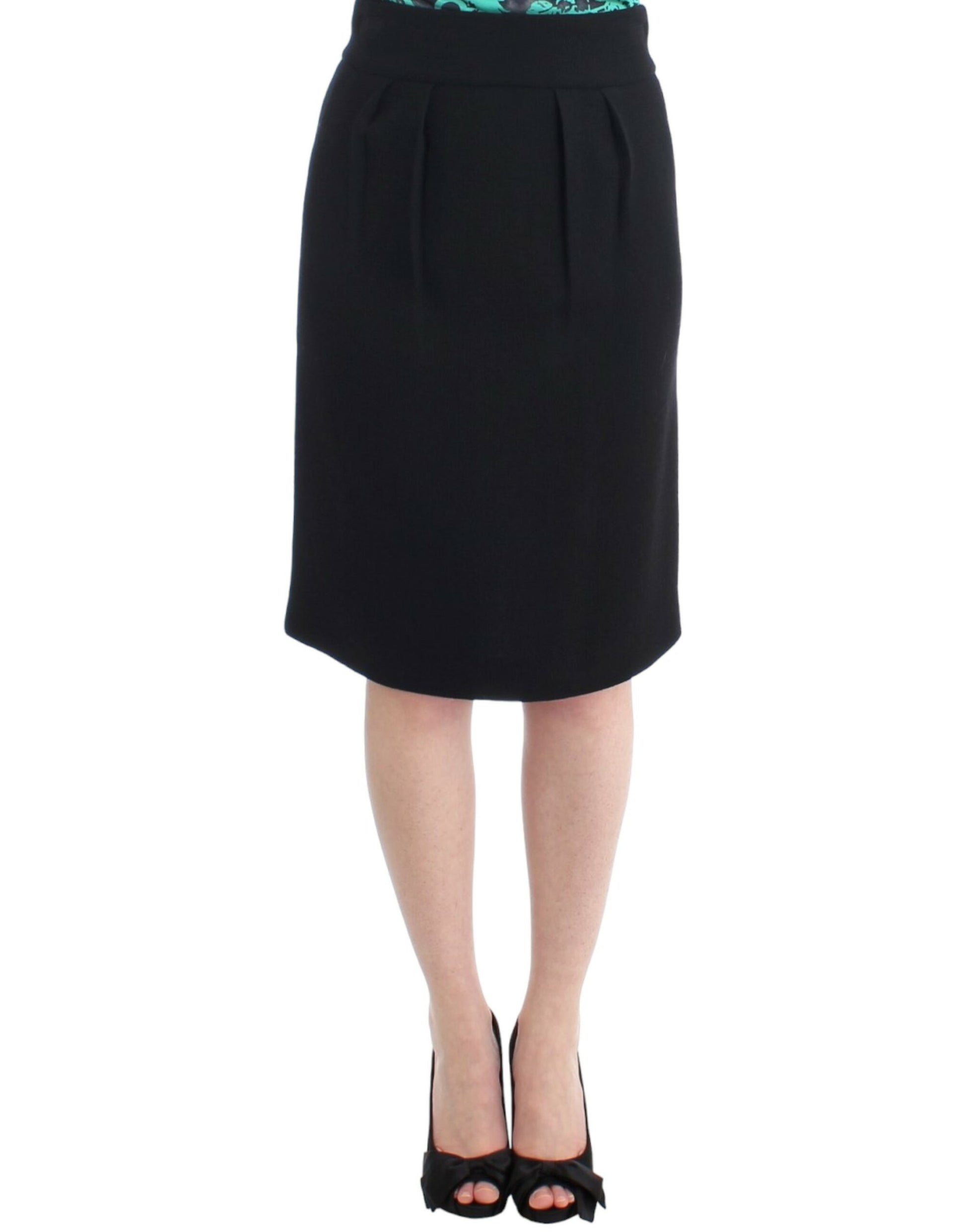 Black wool pencil skirt