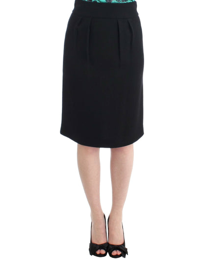Black wool pencil skirt