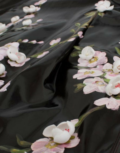 Black patent floral HANDPAINTED dress