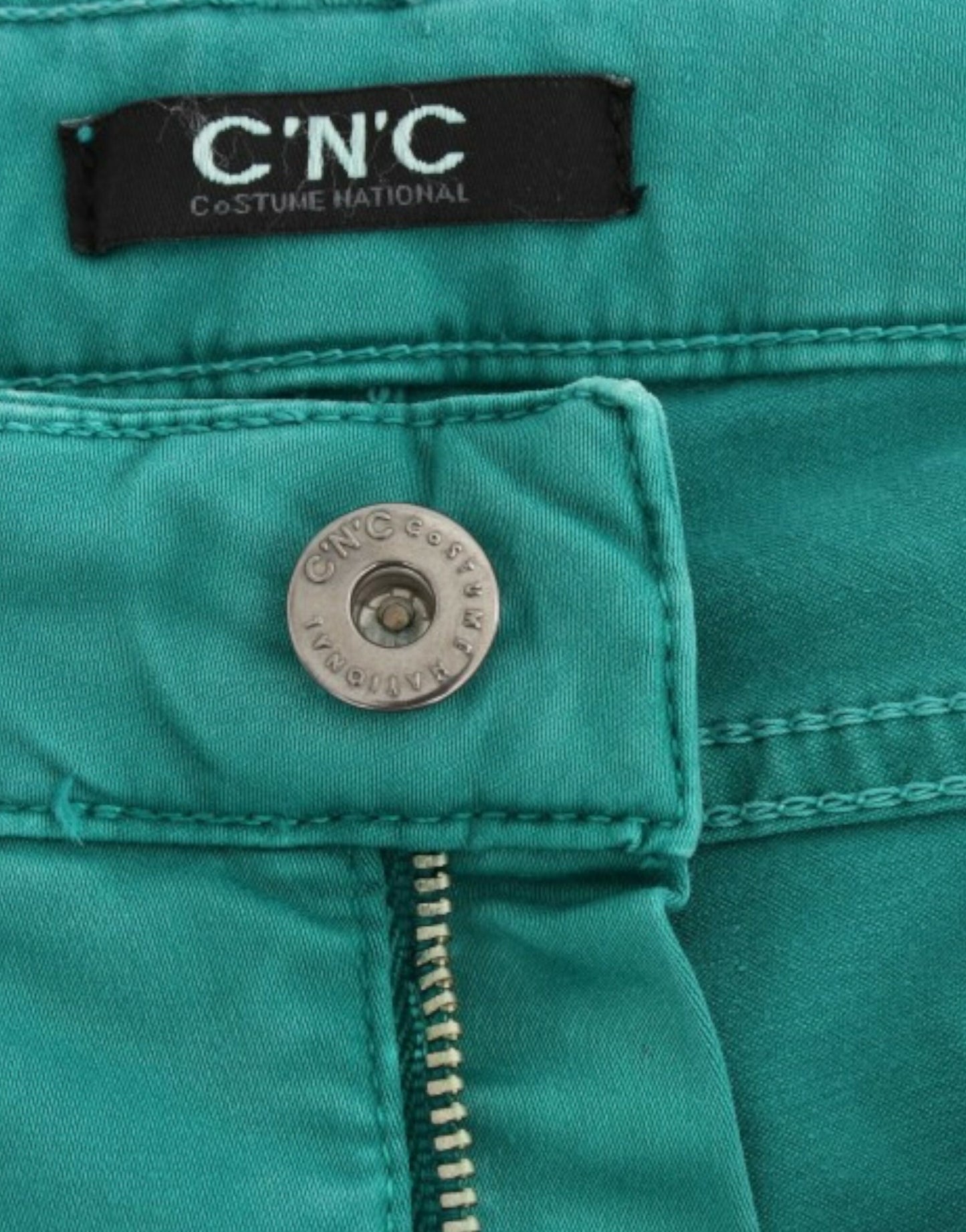 Green straight leg jeans