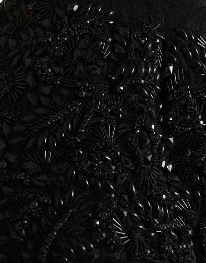 Black Crystal Handmade Knee Pencil Skirt