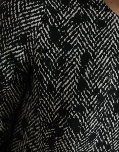 Black Chevron Polyester Shift Mini Dress