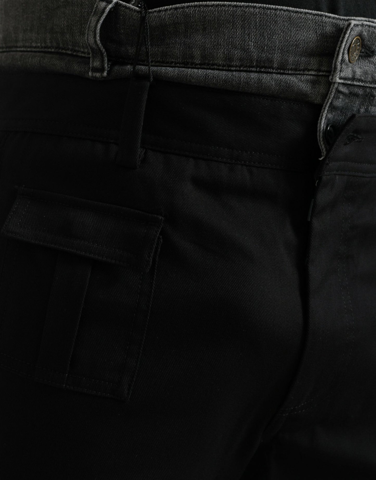 Black Gray Slim Cotton Denim Jeans Pants