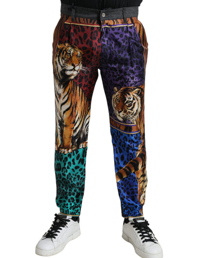Multicolor Tiger Cotton Loose Denim Jeans