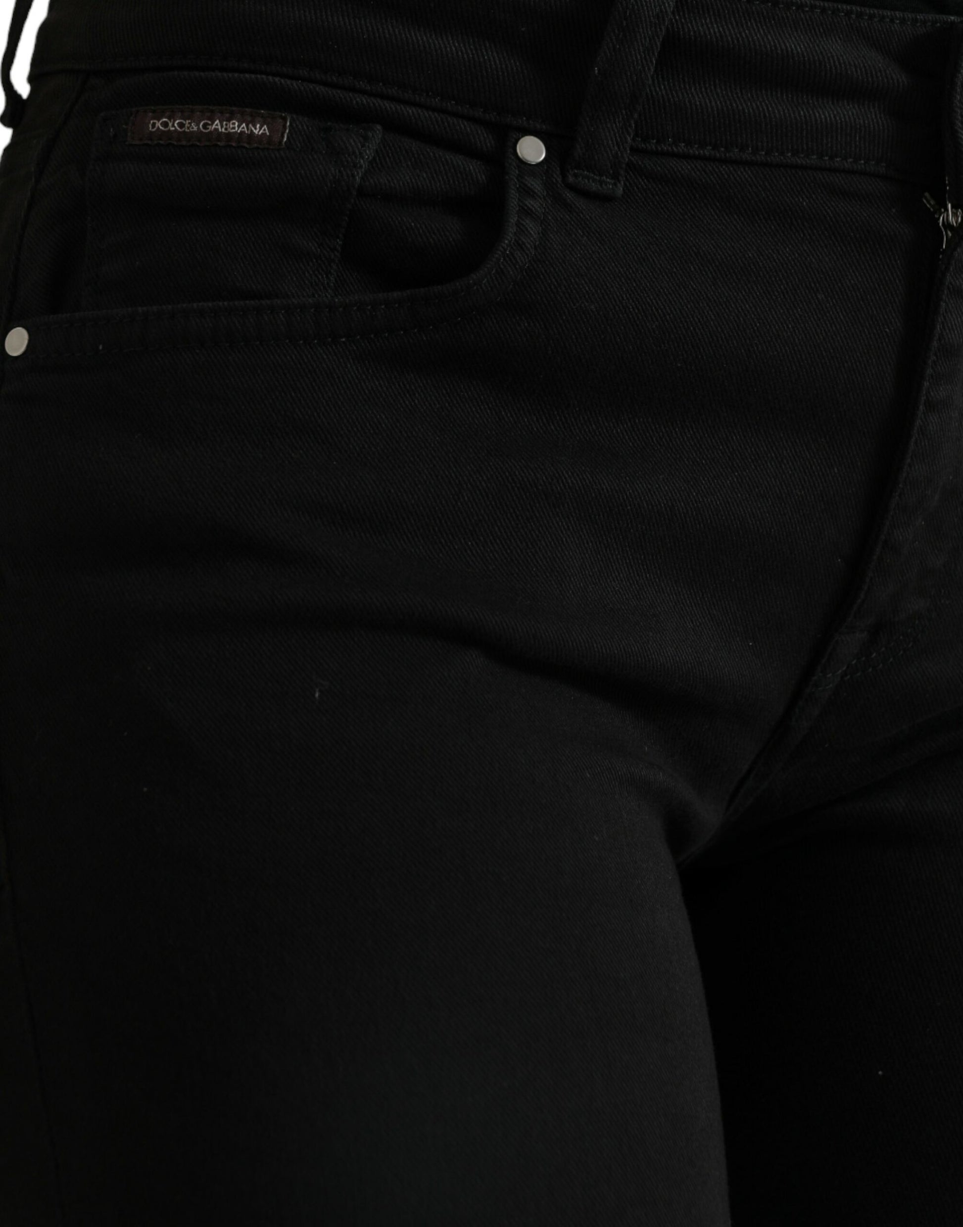 Black Cotton Mid Waist Skinny Denim Jeans