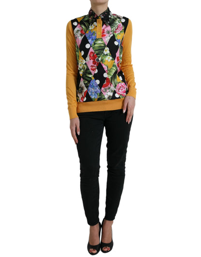 Multicolor Patchwork Cashmere Henley Sweater