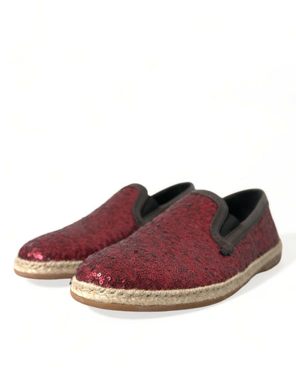 Red Sequined Loafers Slippers Men Shoes