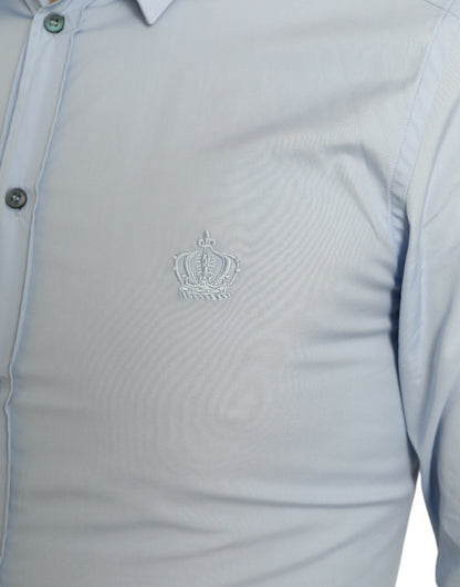 Sky Blue Cotton Men Formal GOLD Dress Shirt