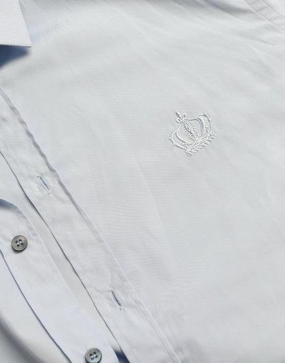 Sky Blue Cotton Men Formal GOLD Dress Shirt