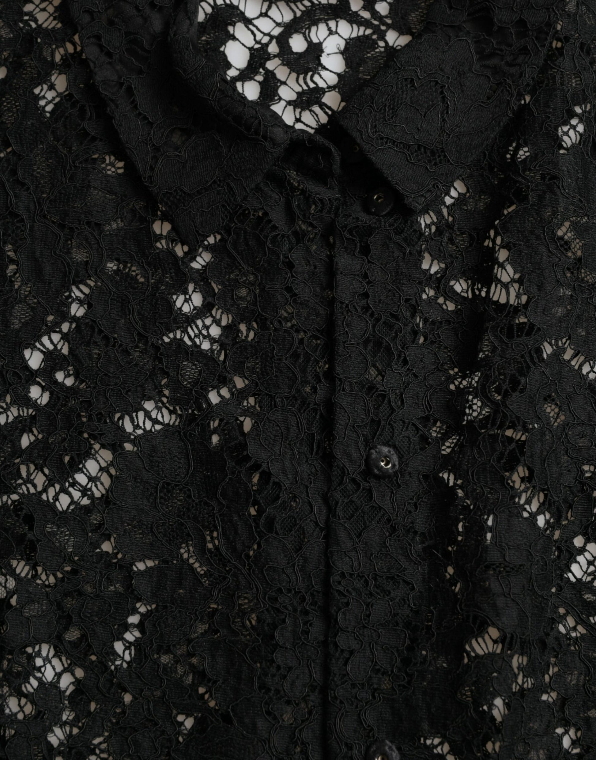Black Floral Lace Long Sleeves Blouse Top