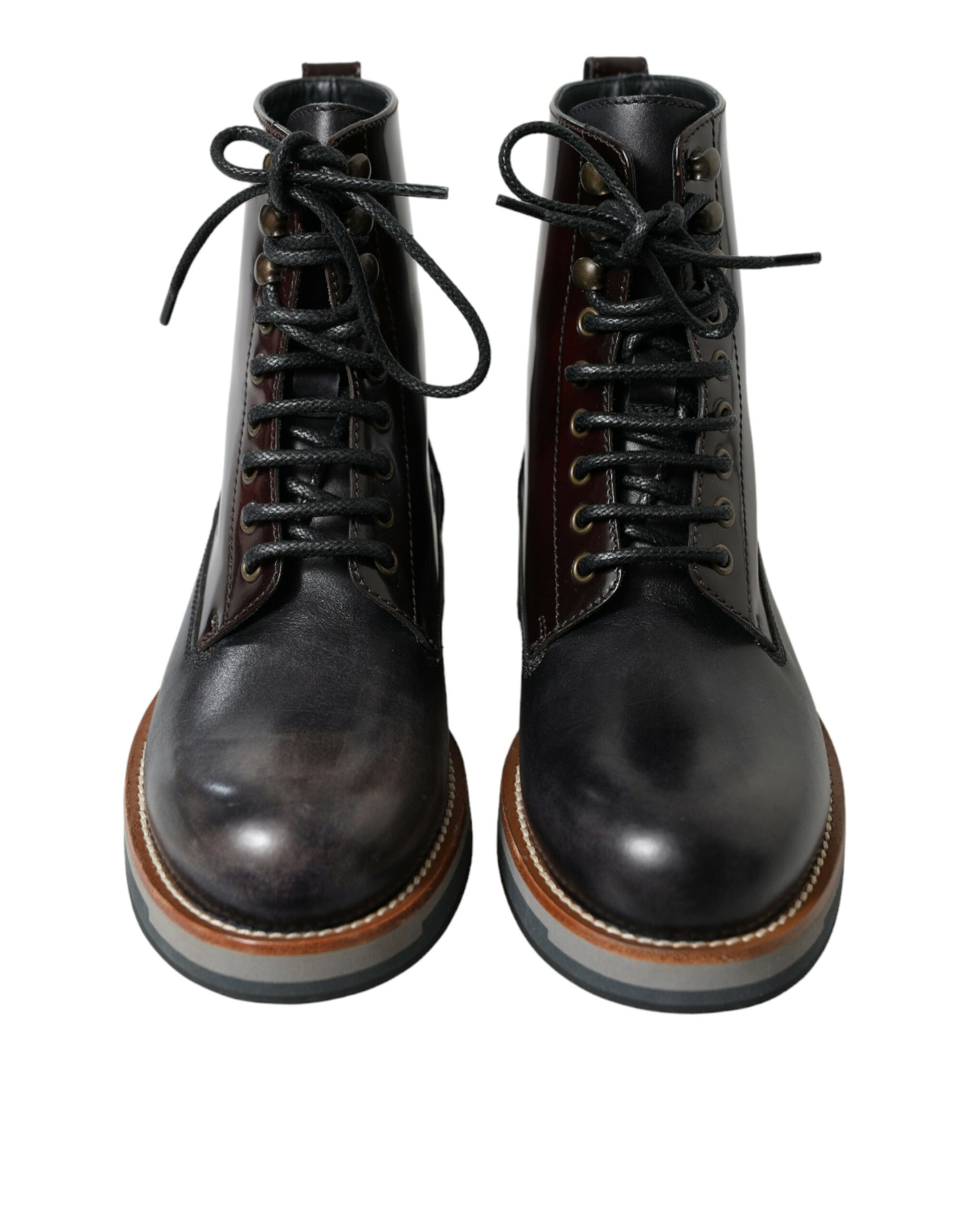 Black Leather Military Combat Boots Shoes