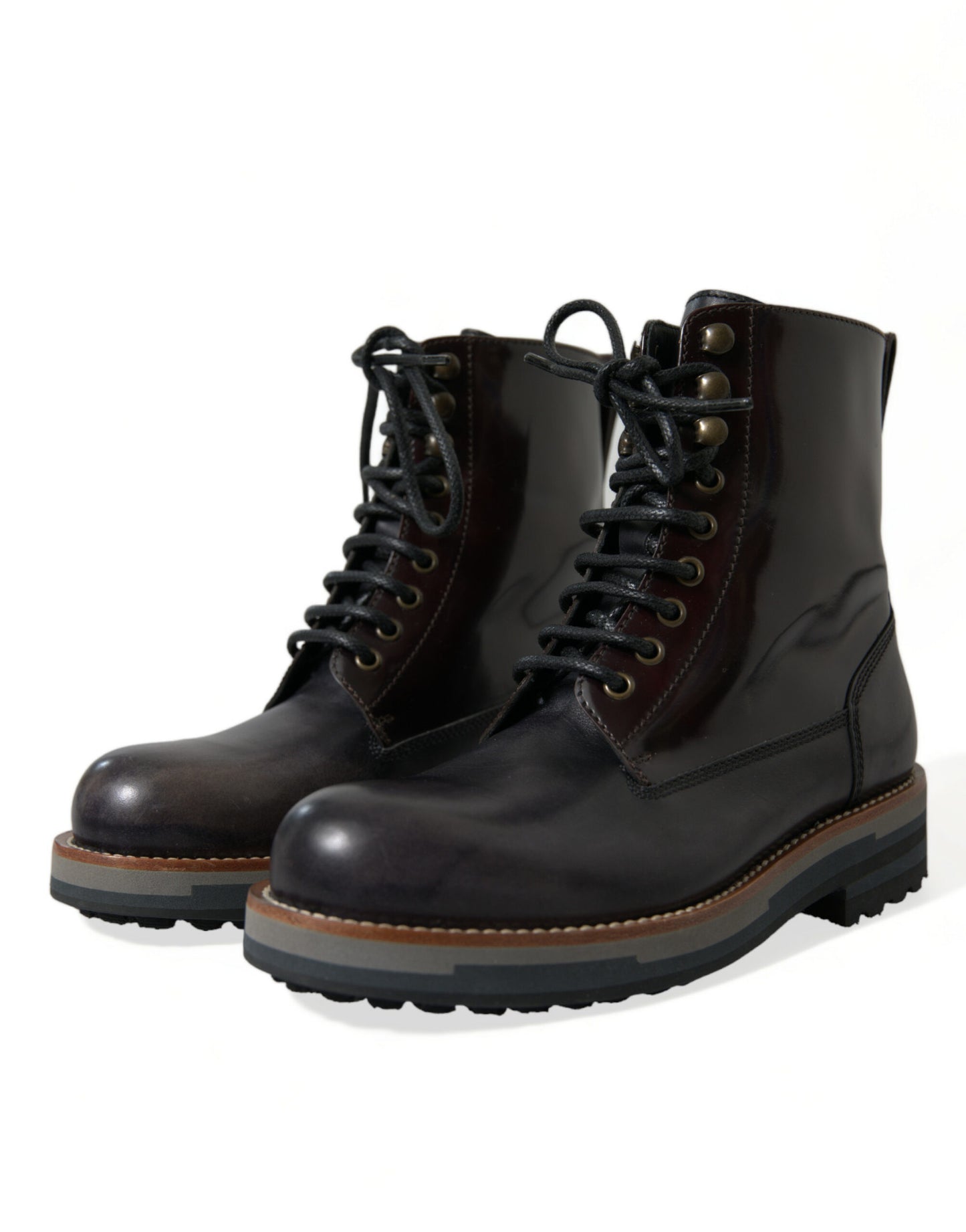 Black Leather Military Combat Boots Shoes