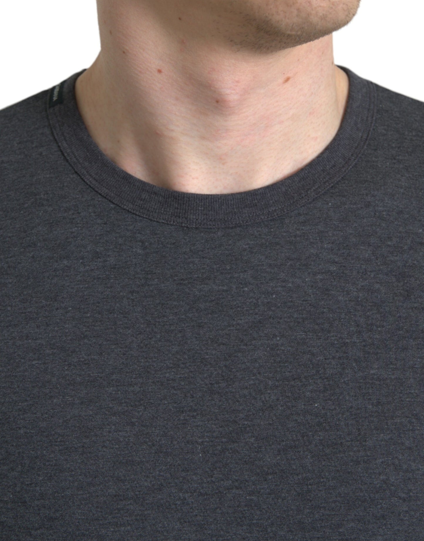 Dark Gray Cotton Crew Neck T-shirt