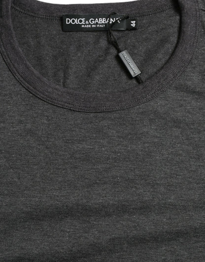 Dark Gray Cotton Crew Neck T-shirt