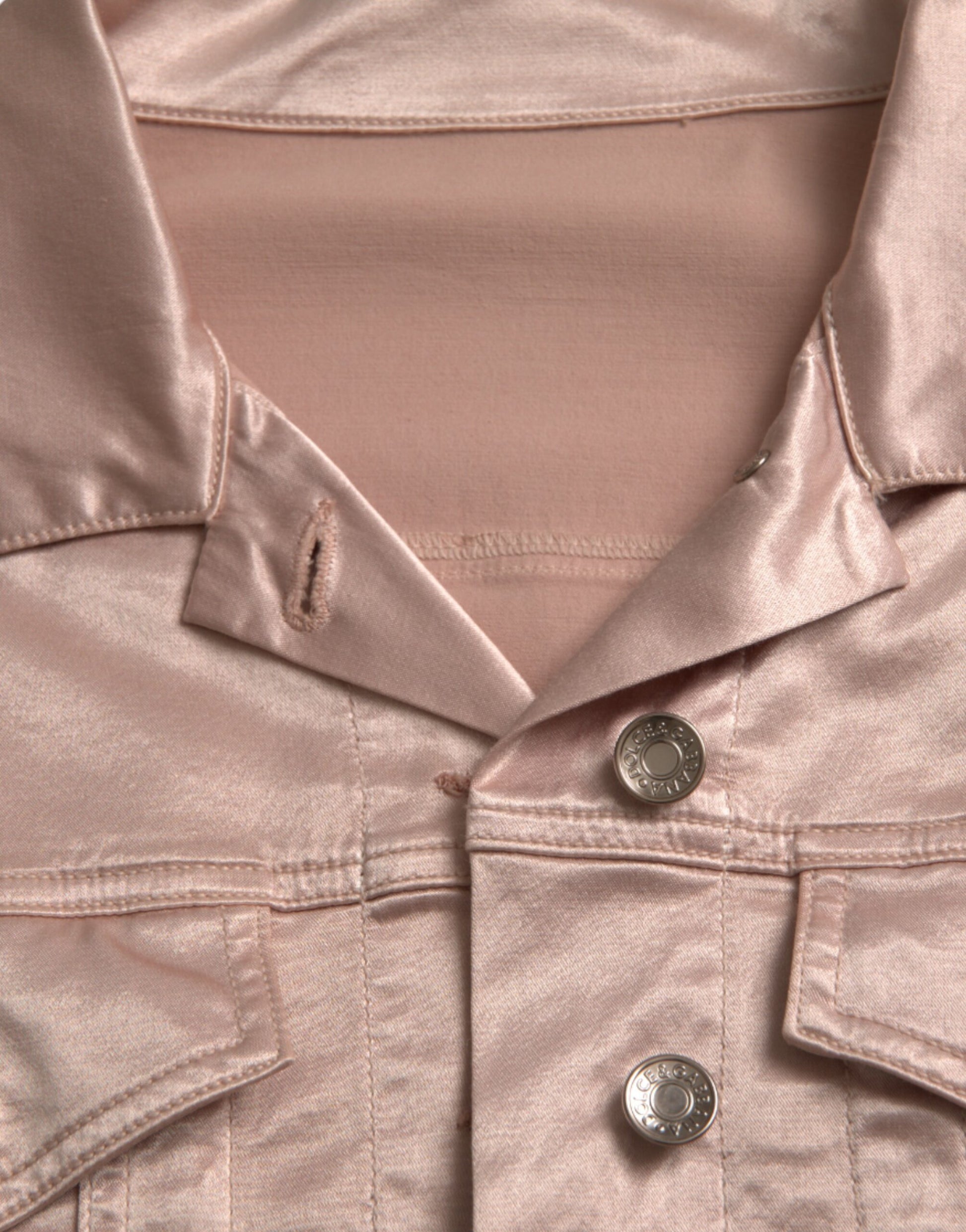 Pink Cotton Stretch Collared Cropped Jacket