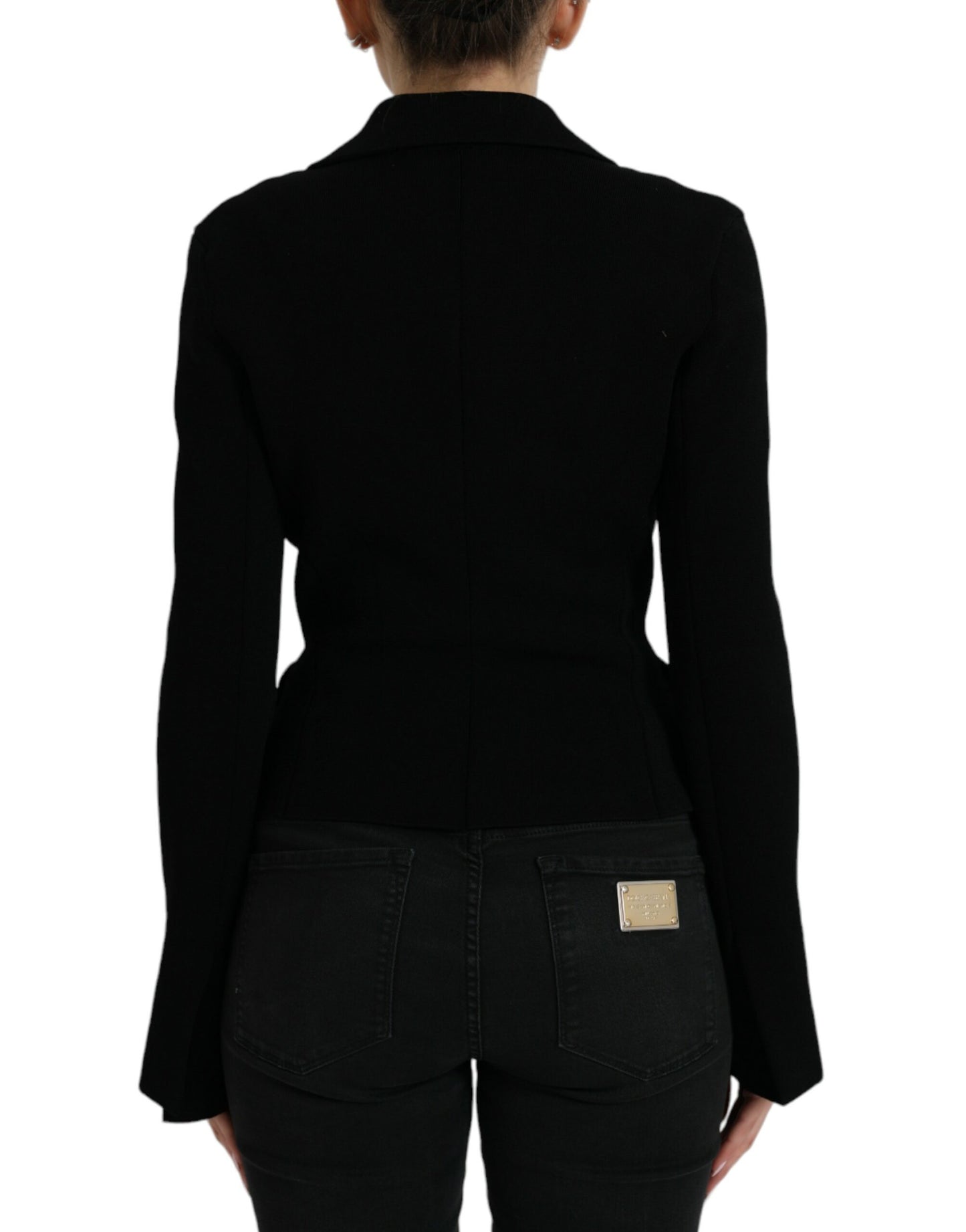 Black Viscose Single Breasted Blazer Jacket