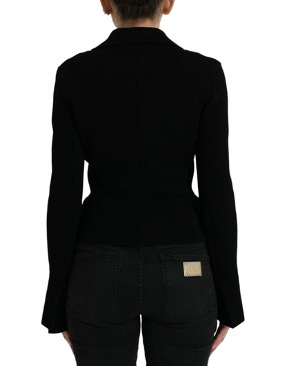 Black Viscose Single Breasted Blazer Jacket